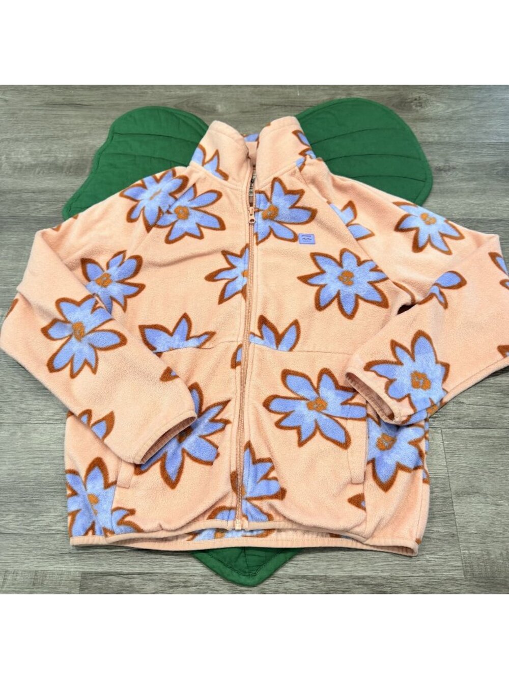 Billabong Womens Large Pink Purple Groovy Floral Switchback Full Zip Fleece